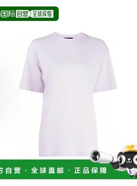 香港直邮WE11 DONE 女士紫色短袖T恤衫 背后经典字母logo印花圆领