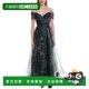美 Ruiz 自营Rene Organza Draped Printed green Line Gown