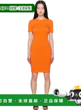 1h可退 香港直邮潮奢 versace 范思哲 女士 橙色晶饰连衣裙 E78HA