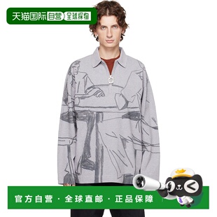 1h可退 香港直邮J.W. Anderson 男士 灰色 Printed Rugby Polo 衫