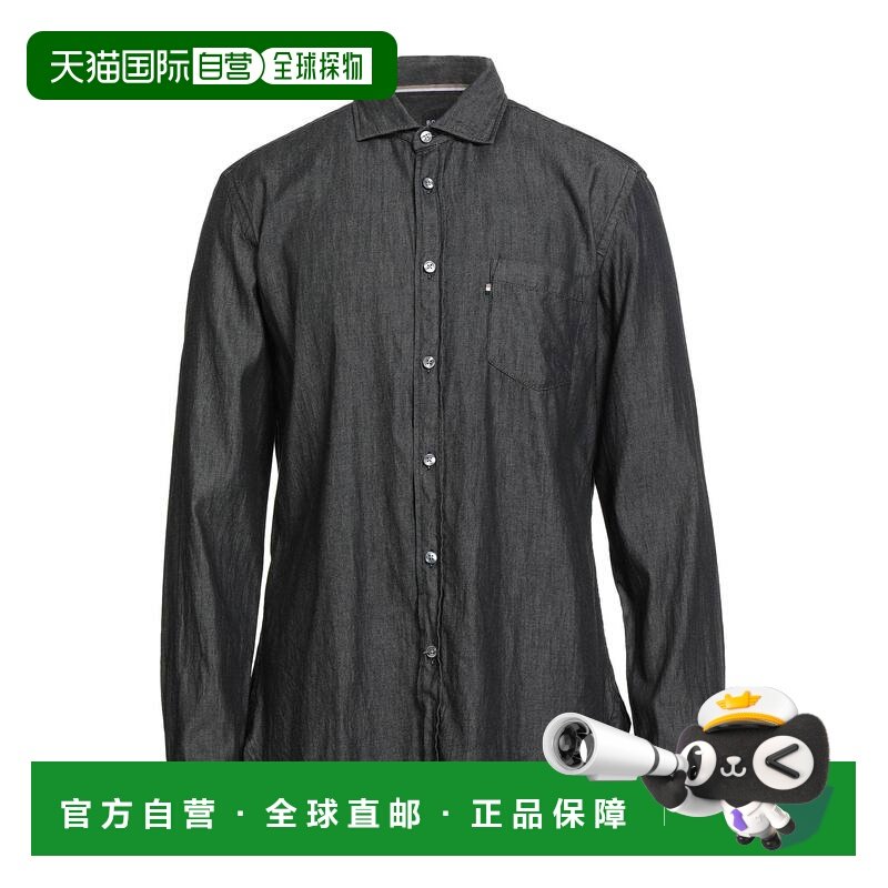 1h可退 香港直邮BOSS 波士 男士 牛仔布衬衫 black黑色 舒适时尚,男装,衬衫,淘宝优惠券,粉丝福利购,淘宝优惠卷