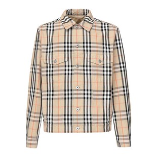 BURBERRY 男士夹克 8097582 SS2025 黑色 Check Cotton Jacket