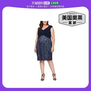 alex Mini 女士 nude eveningsPlus Lace navy Illusion Dress