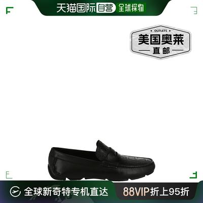 salvatore ferragamo牛顿压纹皮革司机鞋 - 黑色 【美国奥莱】直