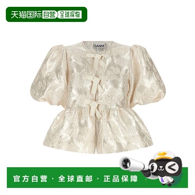 香港直邮GANNI 女士衬衫 A1040079135 SS2026 白色泡泡袖