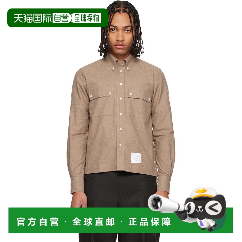 1h可退 香港直邮潮奢 Thom Browne 汤姆 布朗 男士 棕色工装衬衫