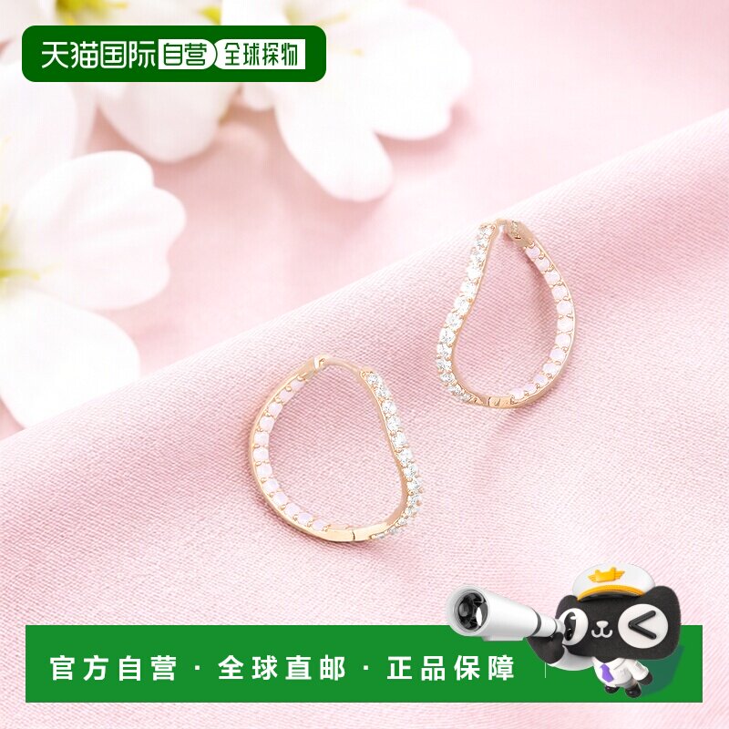 韩国直邮东大门JUDY AND PAUL明星同款波浪粉红蛋白石水晶耳环