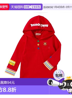 日本直邮日潮 MIKIHOUSE兜帽LOGO长袖纯棉日本制T恤13-5211-140