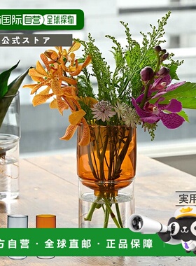 日本直邮HARIO Glass Life 玻璃花瓶透明色琥珀色和灰色 - 时尚礼