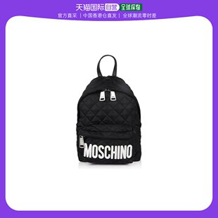 女士小号黑色徽标印花双肩包 香港直邮潮奢 Moschino