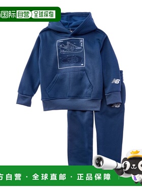 自营New Balance 2pc Fleece Hoodie & Jogger Set - blue 美国奥