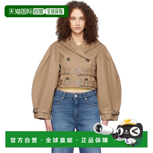 1h可退 香港直邮GANNI 甘尼 女士 黄褐色 Bonded Cotton Short Tr