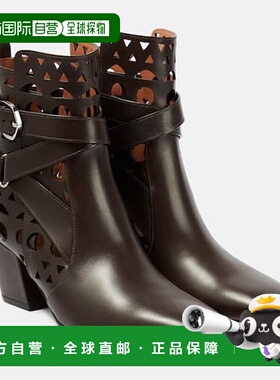 1h可退 香港直邮Alaia 女士 Ziggy Vienne 皮质短靴 black黑色 舒