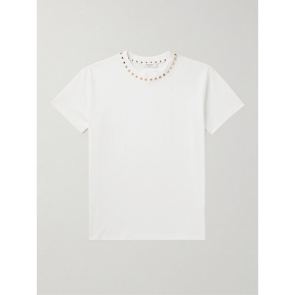 潮奢 Valentino 华伦天奴 男士 铆钉精饰棉针织T恤 2V3MG08X959