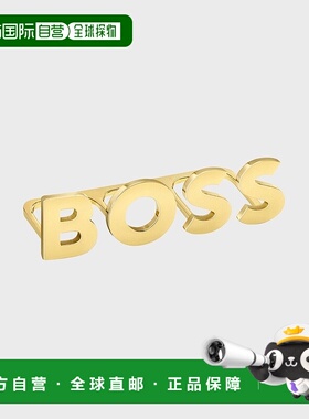 自营欧洲直邮HUGO BOSS雨果BOSS BLACK 浅金色戒指 带有徽标字母