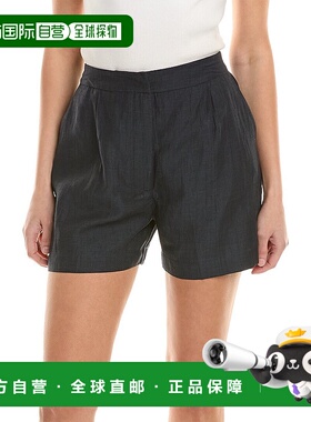 自营ALPHA STUDIO 亚麻混纺短裤 - 蓝色 休闲裤 直发美国奥莱