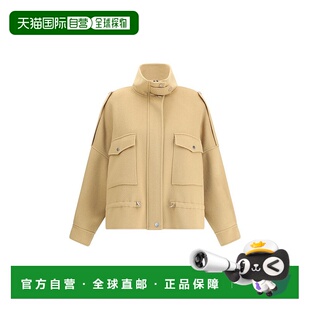 自营PINKO双层羊毛混纺面料Caban高领女式 美国奥莱直发外套 米色