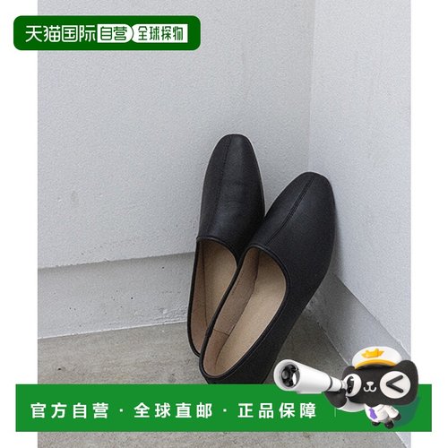 日本直邮RANDA 真皮方形头平底女鞋 黑色皮鞋女鞋 RA041BW016582