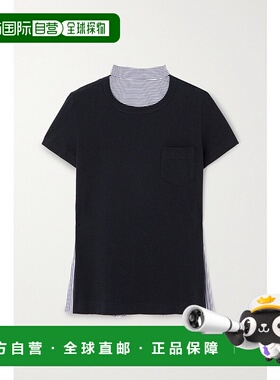 1h可退 香港直邮潮奢 Sacai 女士 拼接T恤 SCW238 blue蓝色 舒适