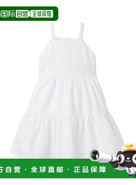 自营janie and jack珍妮和杰克条纹分层连衣裙-白色 美国奥莱直发