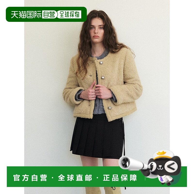 韩国直邮ETMON女士运动茄克/外套JK180TFF75 Trimmed Tweed Fur J