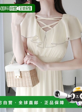 日本直邮Classical Elf 交叉设计杨柳褶边领连衣裙 C04519EW01351