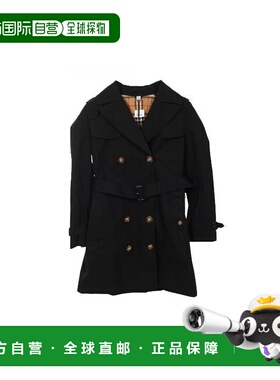 日本直邮中古Burberry博柏利女A级95新trench coat风衣帆布外套黑