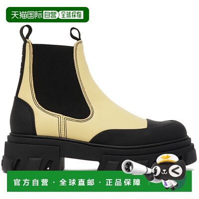 1h可退 香港直邮潮奢 GANNI 甘尼 女士 黄色拼接切尔西靴 S1926