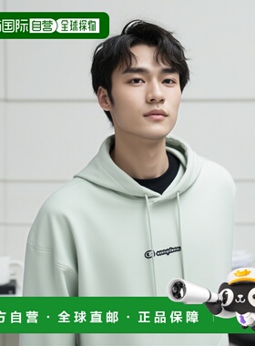 日本直邮Champion SS24 徽标宽松连帽长袖卫衣 男女同款 冰绿色