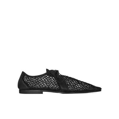 Saint Laurent timothee derbies in fishnet and smooth leather