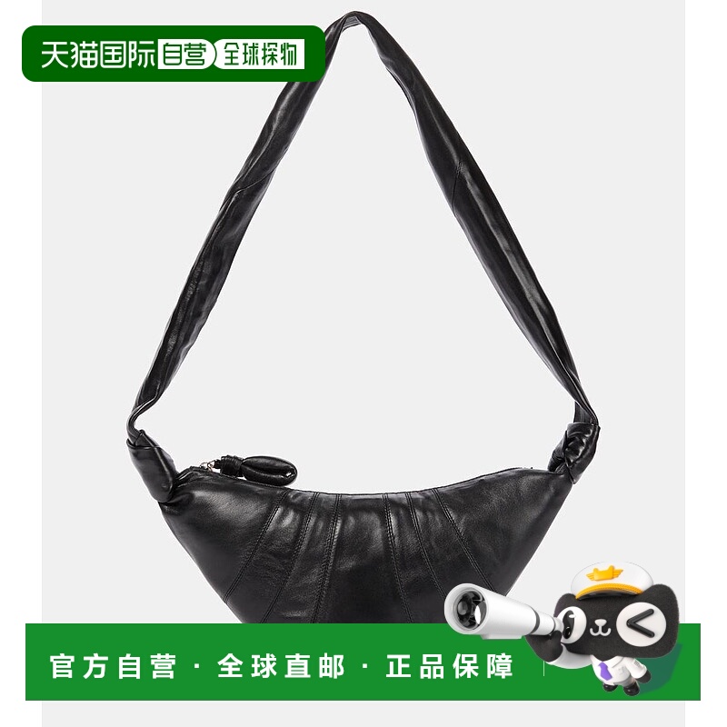 香港直邮Lemaire 女士 牛角包形小号皮革肩包 black黑色新款