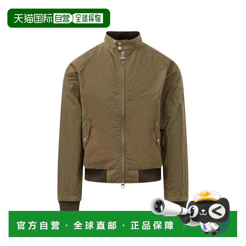 自营barbour短款宽松蜡质夹克，搭配高领和实用口袋-棕色 美国奥图片