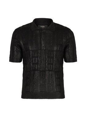FENDI 男士T恤 FZC162ASGOF0QA1 AW2024 黑色 徽标细节Polo衫