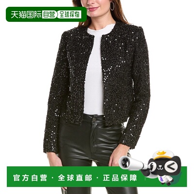 自营Gracia Sequined Round Neck Jacket - black 美国奥莱直发