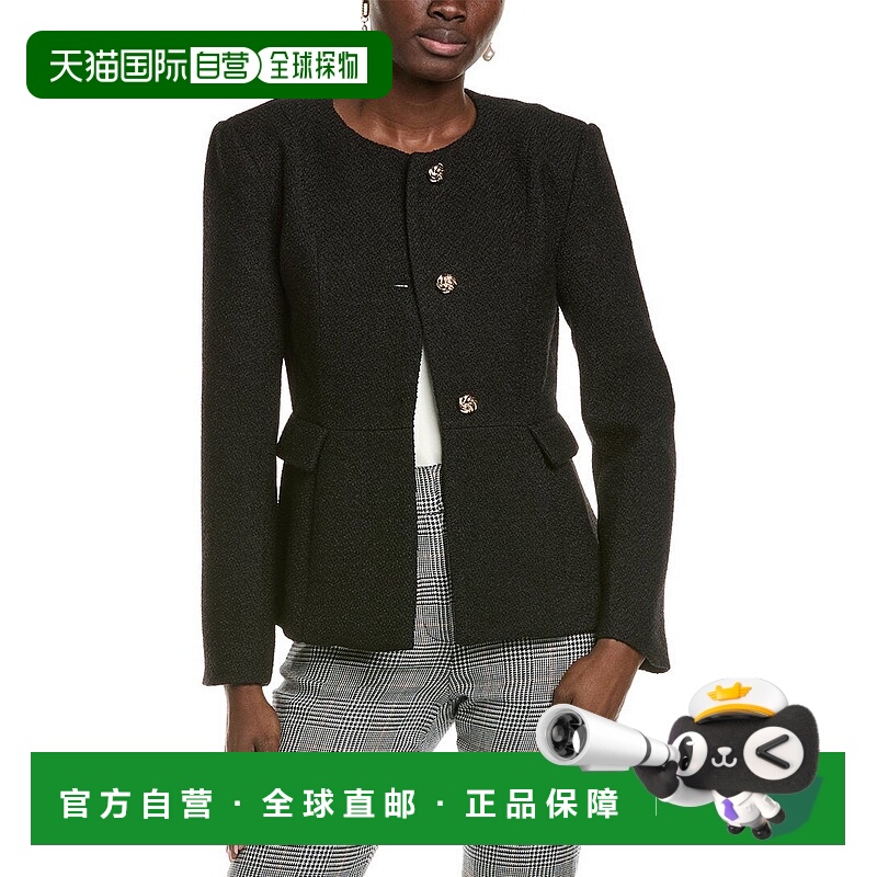 自营Endless Rose Round Neck Wool-Blend Blazer - black 美国奥