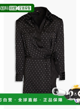 香港直邮Maje 女士 水晶装饰缎面迷你缠绕式连衣裙 MFPRO03224NOI