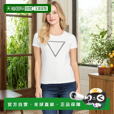 自营 guessEco Charlee标志T恤-纯白色 美国奥莱直发新款