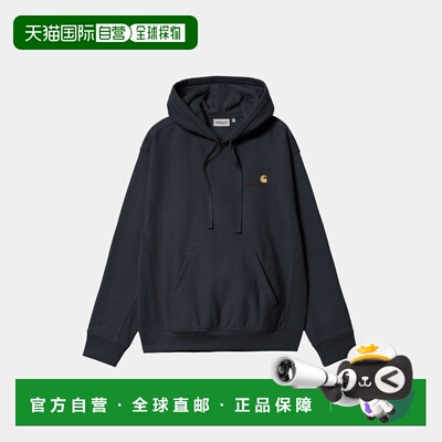 自营欧洲直邮Carhartt WIP American Script男士深蓝色棉质连帽卫