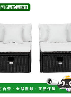 自营 safaviehPramla Outdoor Sette With Ottoman - 黑色/米色