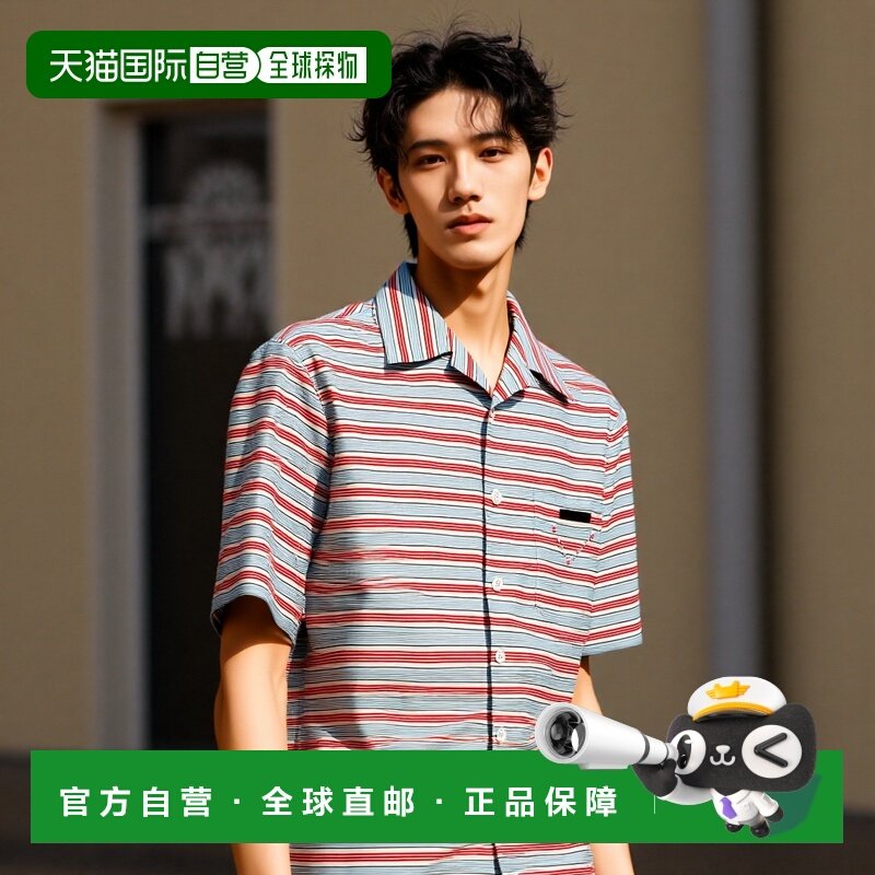 香港直邮PRADA 男士衬衫 UCS41417N4SUMOF0637 AW2025 蓝色