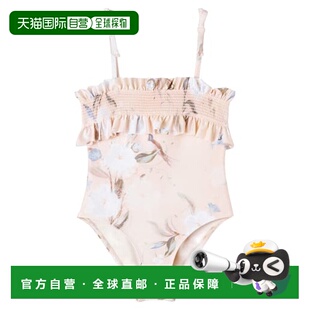 1h可退 香港直邮ZIMMERMANN 女童 Cascadian 花朵抽褶泳衣童装