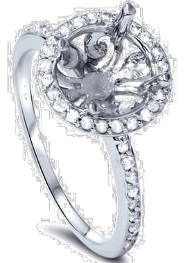 自营 pompeii31/5 克拉复古光环钻石订婚戒指半镶 14K 白金 - 14k