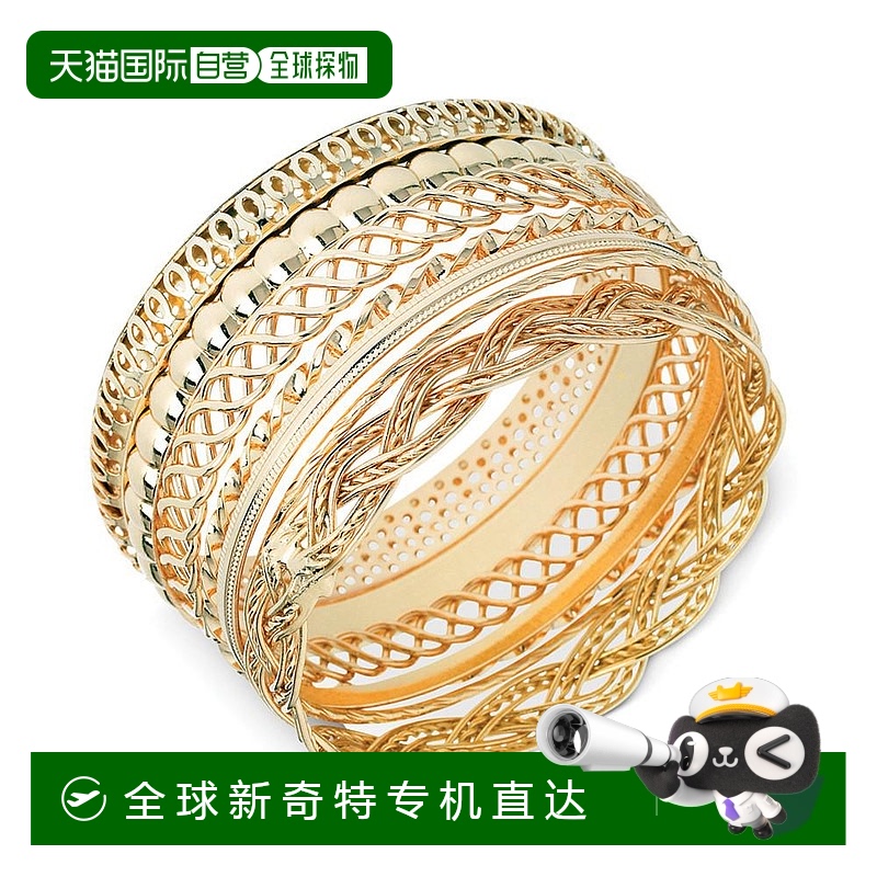 【美国直邮】GUESS|纹理手镯套装银色手链合金金色时尚