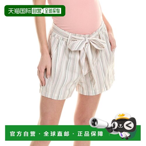 自营HATCH Maternity The Damia Short - ivory stripe 美国奥莱