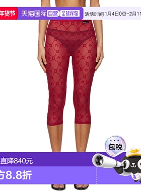 香港直邮Marine Serre 女士 红色 Moonogram Mesh Flock 紧身短裤