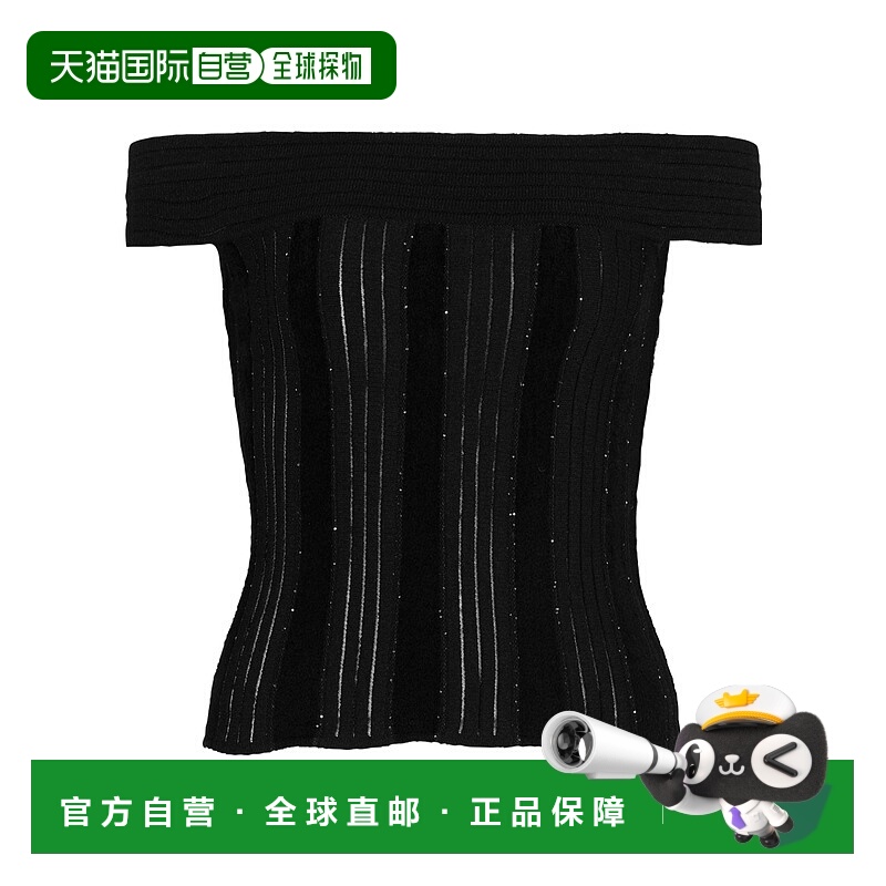 香港直邮Balmain 露肩亮片针织上衣 GF1AJ080KJ37