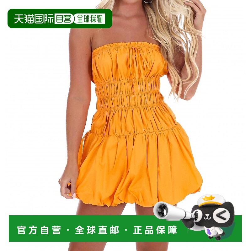 自营le lisGame Day Sweetheart Bubble Mini Dress In Orange -