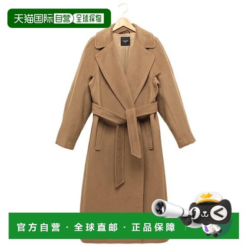 日本直邮Max Mara 4523156 Weekend Tempera 羊毛羊驼长款大衣棕2