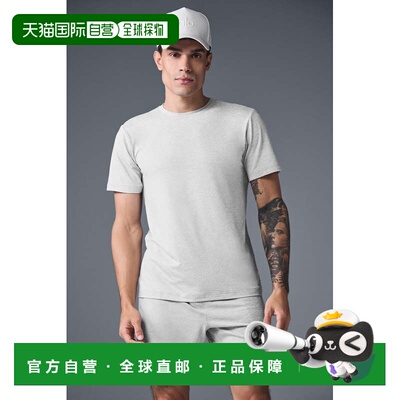 香港直邮alo yoga Conquer 纯色圆领透气舒适短袖网球T恤 男款m12