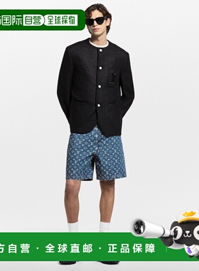 自营1h可退 欧洲直邮LV路易威登 男士黑色羊毛老花图案外套